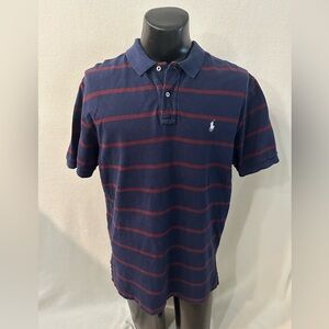Polo Ralph Lauren Shirt Men’s Large Blue Red Striped Short Sleeve Vintage India